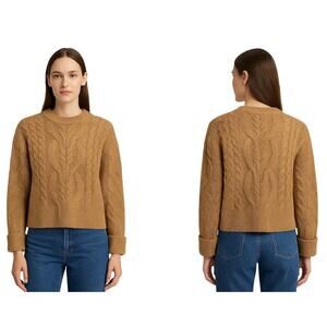 Banana Republic Camel Brown Wool Yak Cable Knit Sweater Size Small